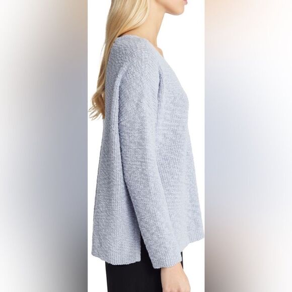 Eileen Fisher NWT V-Neck Organic Cotton Sweater in Delphine Size XL - Picture 5 of 9